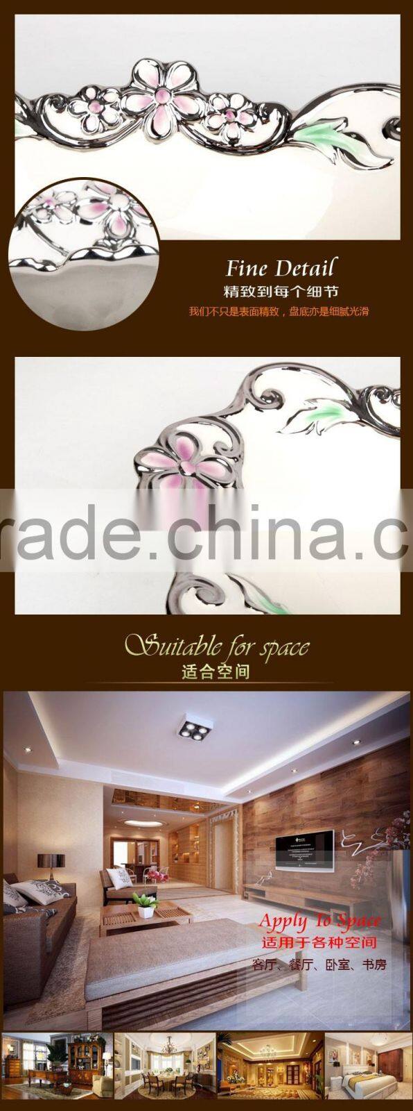 Hotel used dinnerware porcelain plates,deep fruit plate golden porcelain