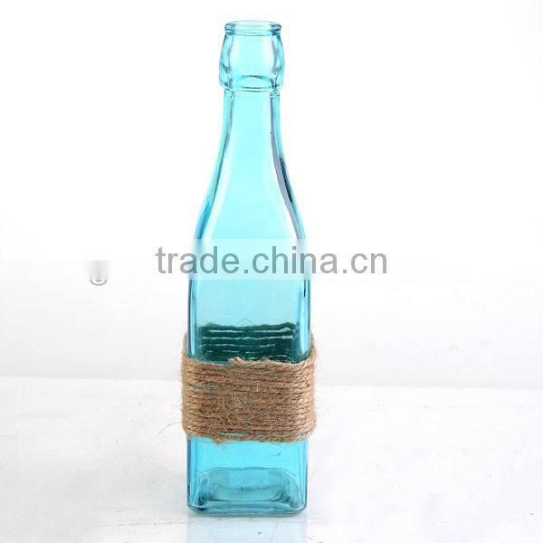 Spray blue square bottle bottom vase & milk bottles