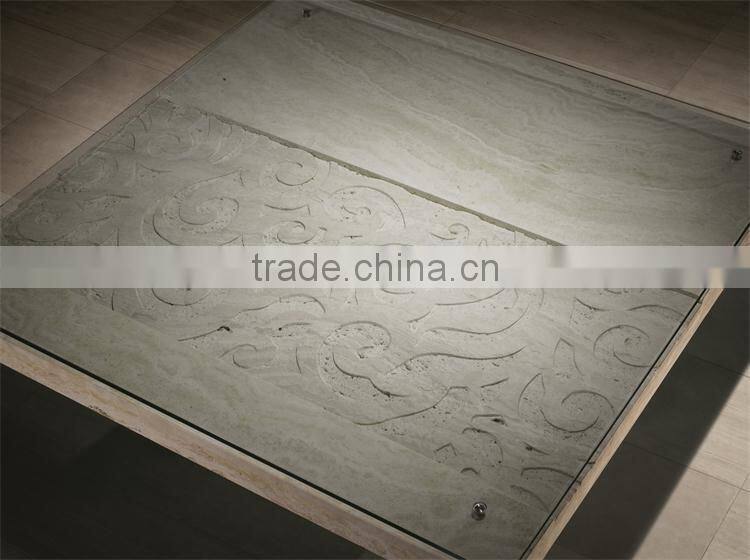 luxury furniture glass top marble base square coffee table center table