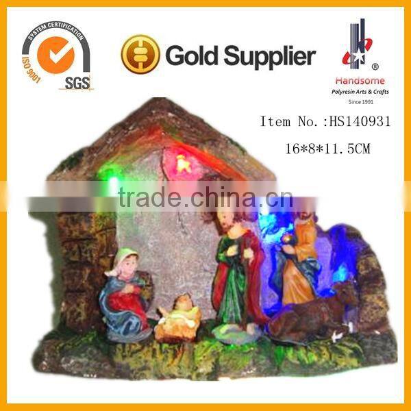 resin craft mini christmas led lighting houses ornaments