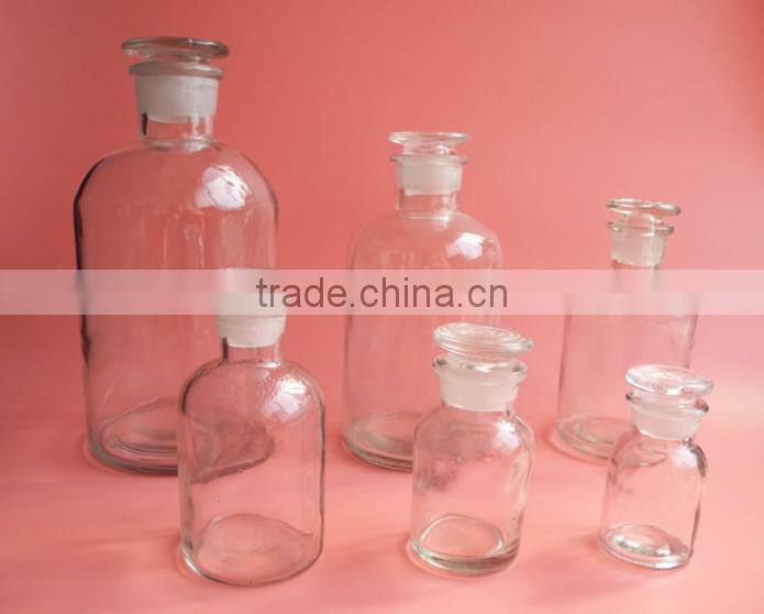 wide mouth laborating glass reagent bottle with stopper lid