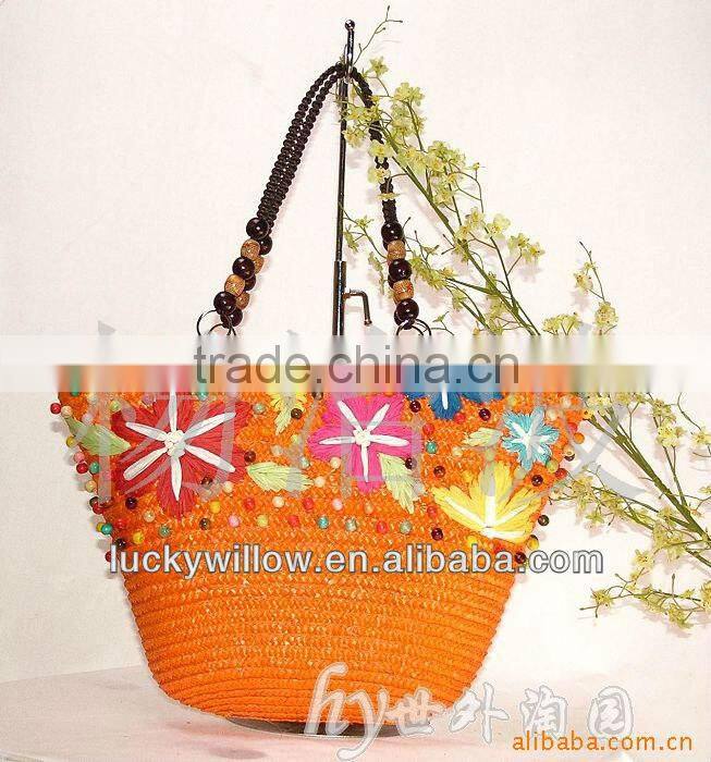 colored straw fashion girls shoulder bags for famale