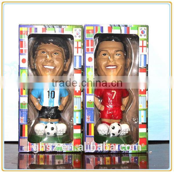 Customize resin bobble head football player action figure football moving head dolls