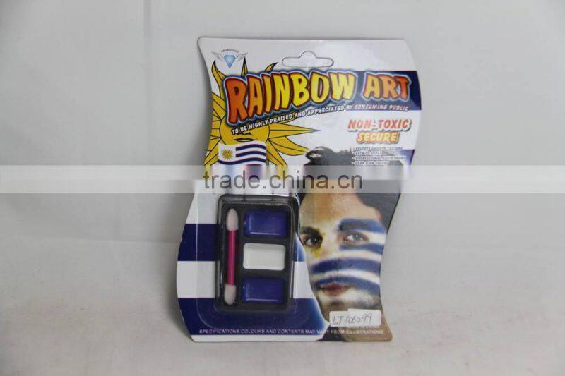 fans safe 3 colors face paint with brush, customized football safety face paint with brush