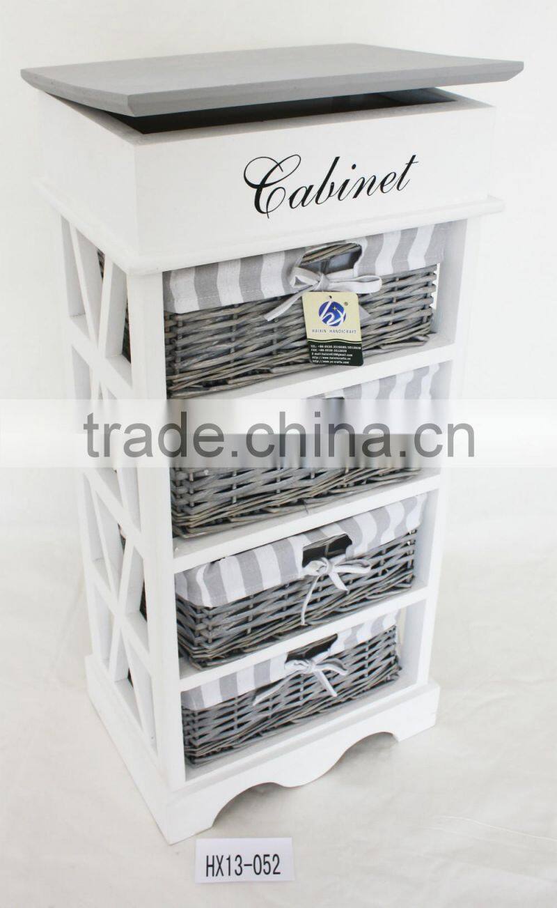 shabby chic home furniture wooden cabinet with wicker drawers