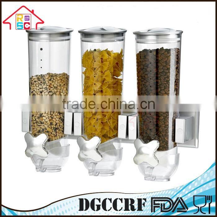 NBRSC Plastic Cheap Double/Triple Wall Mounted Home Breakfast Cereal Dispenser Bulk Food Storage Container for Sale