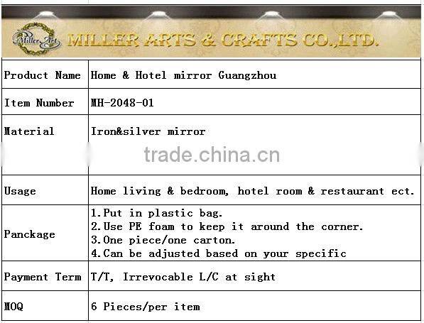 MH-2048-01 Iron round shaped decorative mirror for hotel project