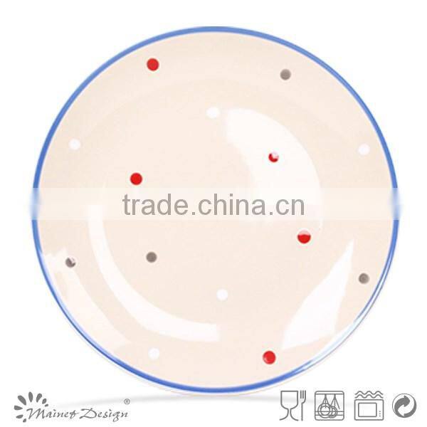 19.5cm ceramic plate and dish dot design high quality plate and dish