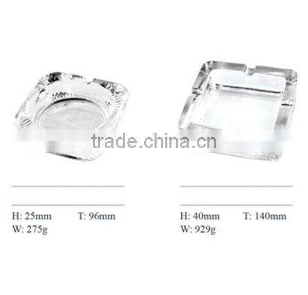 square clear glass ashtray for hotel decoration