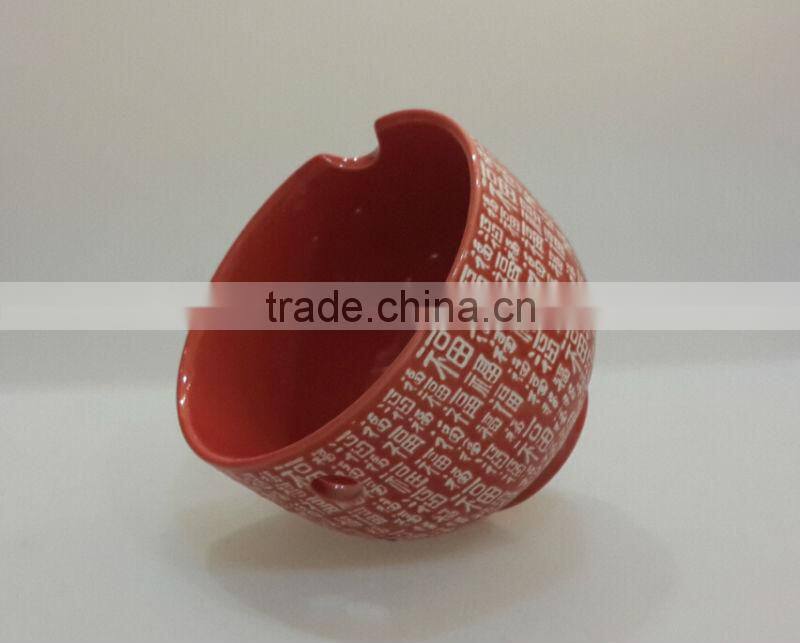 Chinese stoneware red noodle embossed logo bowl