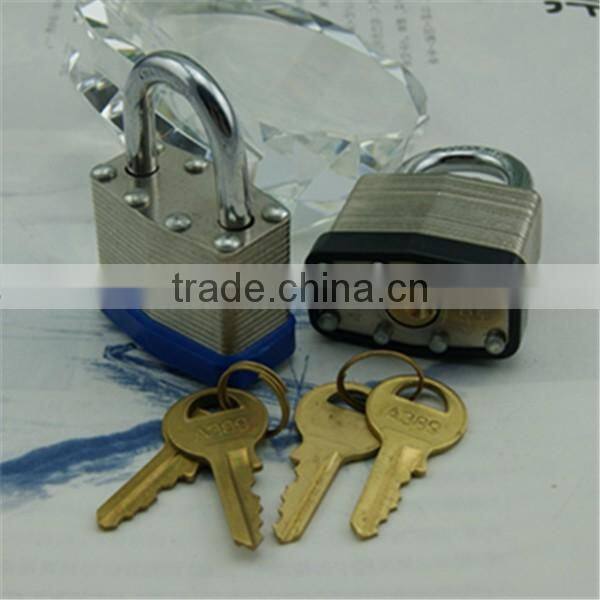 Pin tumbler laminated aluminum padlock with rubber cover against wate