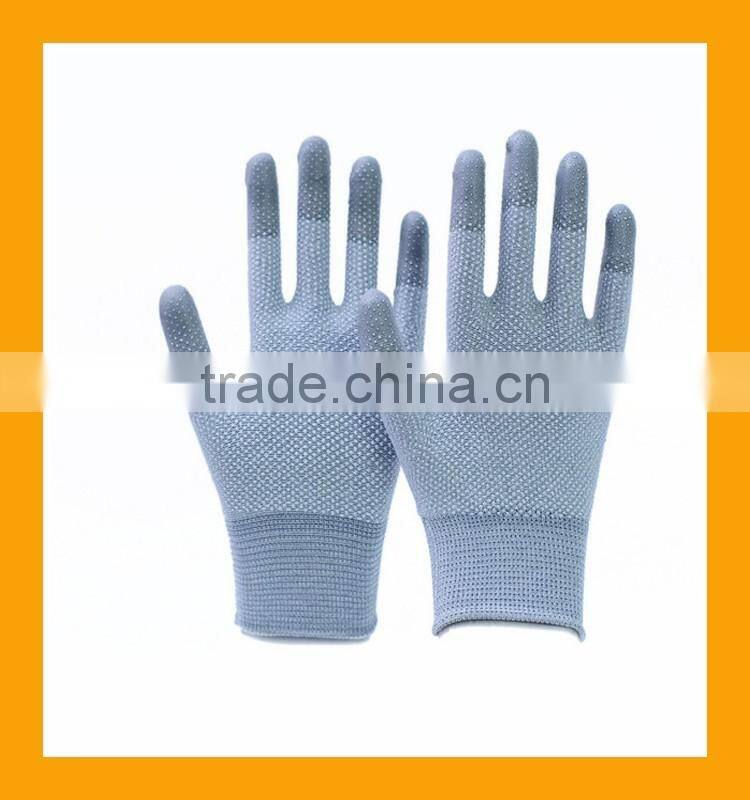 Polyester Carbon Fiber ESD Palm Dotted Gloves PU Top Fit Antistatic Gloves
