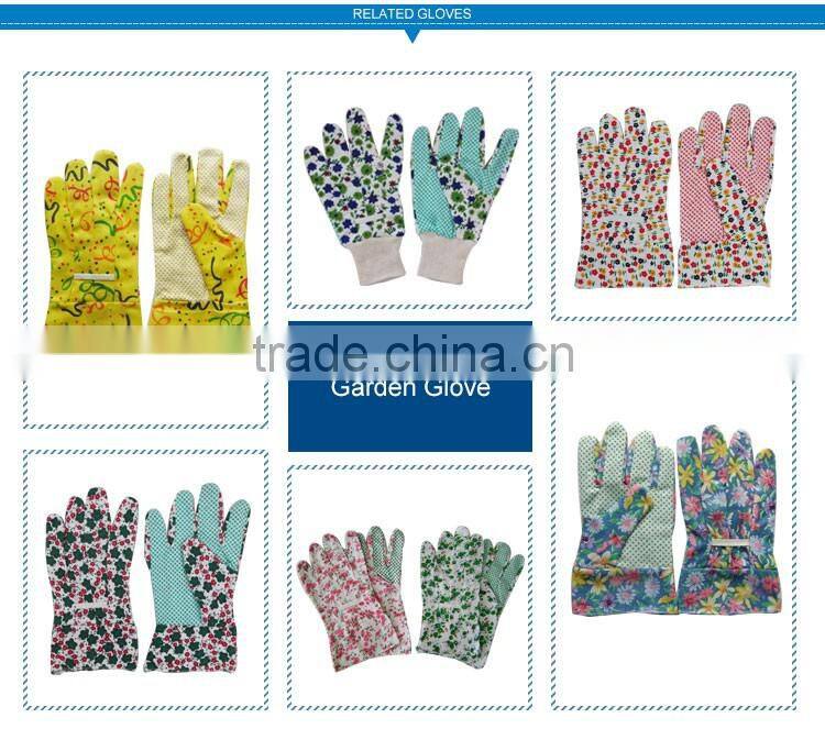 Drill cotton and PU leather garden gloves