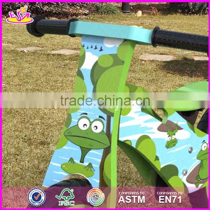2017 New design original work cartoon wooden balance bike without pedals for toddlers W16C175