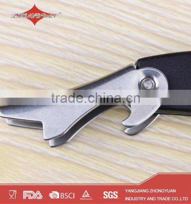 Metal wine bottle shape opener wine corkscrew with knife