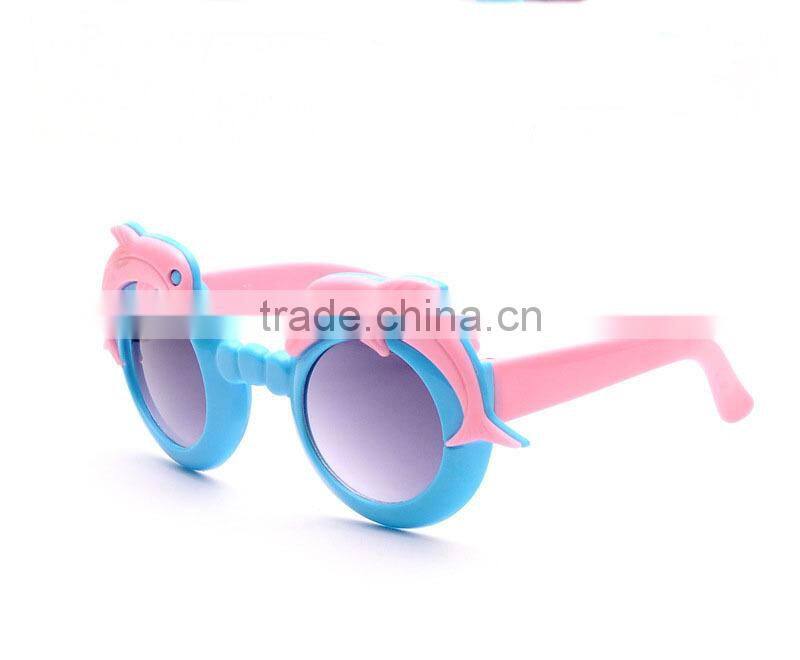 2015 Hot-selling Plastic Dolphins Glasses Fashionable Kids Sun Glasses Cheap Children Sunglasses