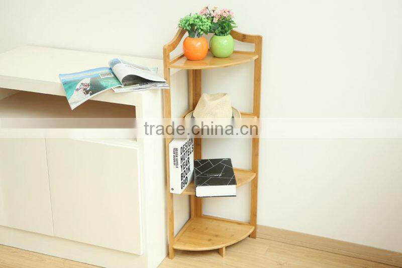 bamboo triangle display shelf, bamboo corner rack 3 tiers