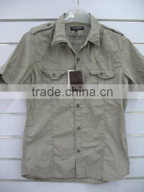 100% Cotton Poplin men's Crinkle Shirts , summer short sleeve shirts