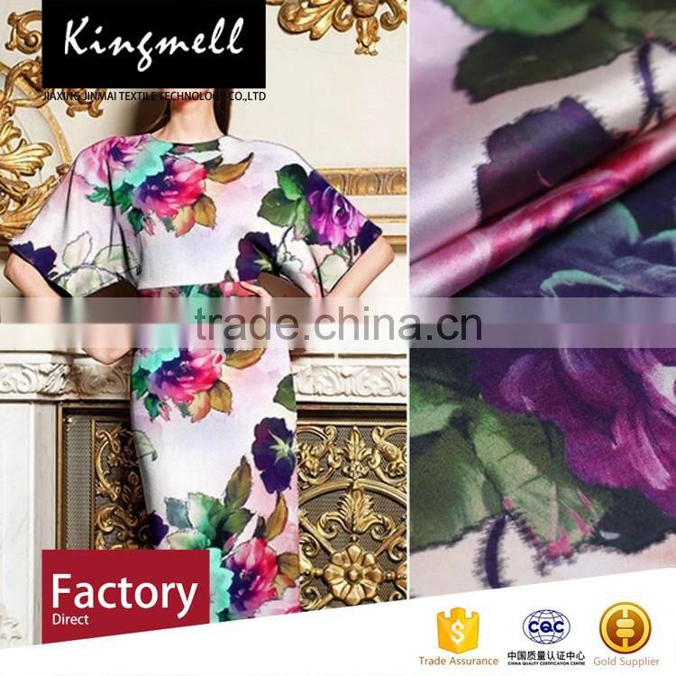 Customized flower digital print silk fabric woven fabric