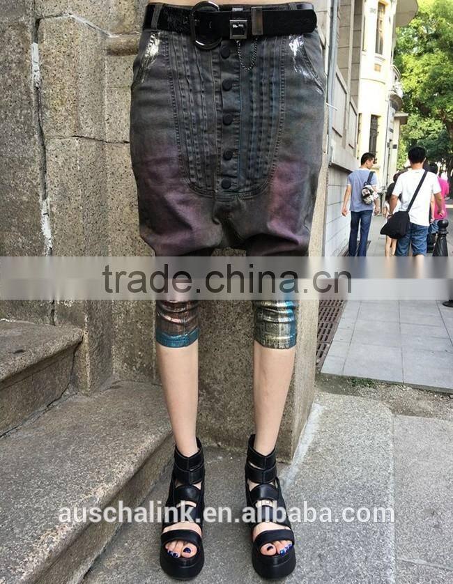 OEM service outdoor ladies chic street baggy style capri jeans