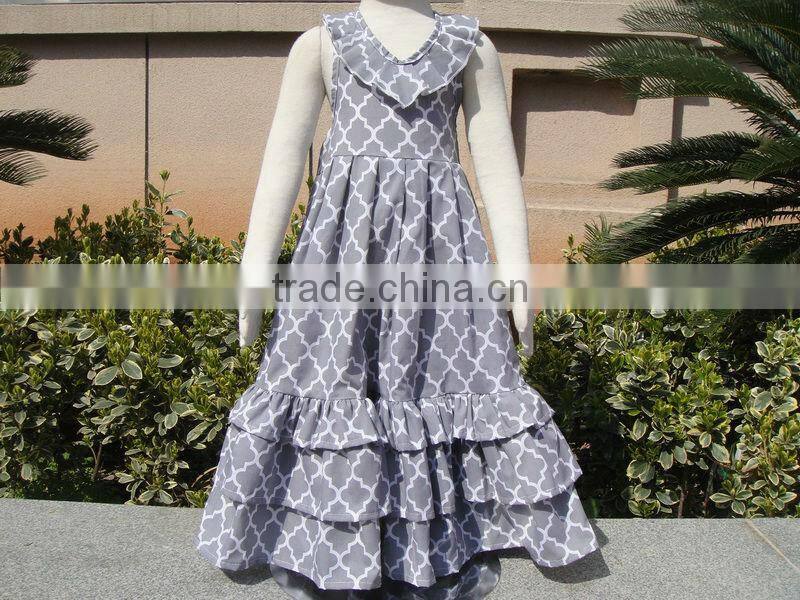 summer rainbow chevron zigzag long maxi ruffle dress made in China