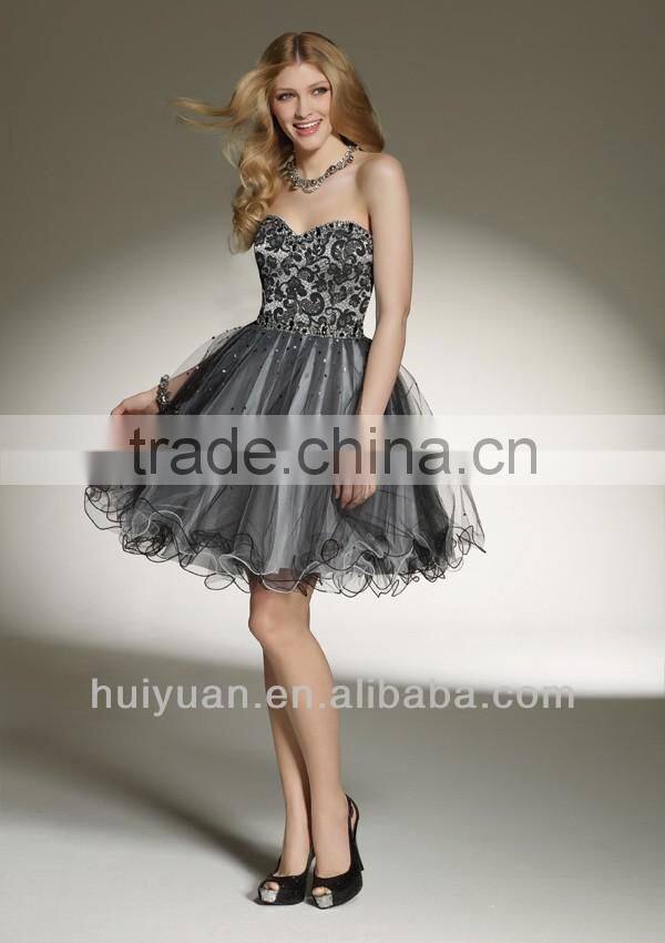 Tulle Brocade and Beaded Sweetheart Designer Cocktail dresses