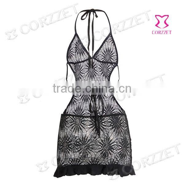 Black sexy backless girls nighty sexy wear lingerie