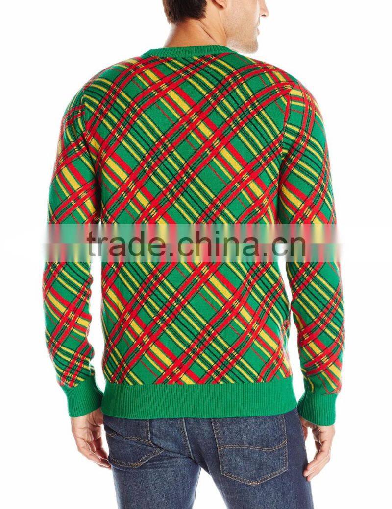 Men Green Sweater Fuzzy Cat Pattern Christmas Sweater Pattern s