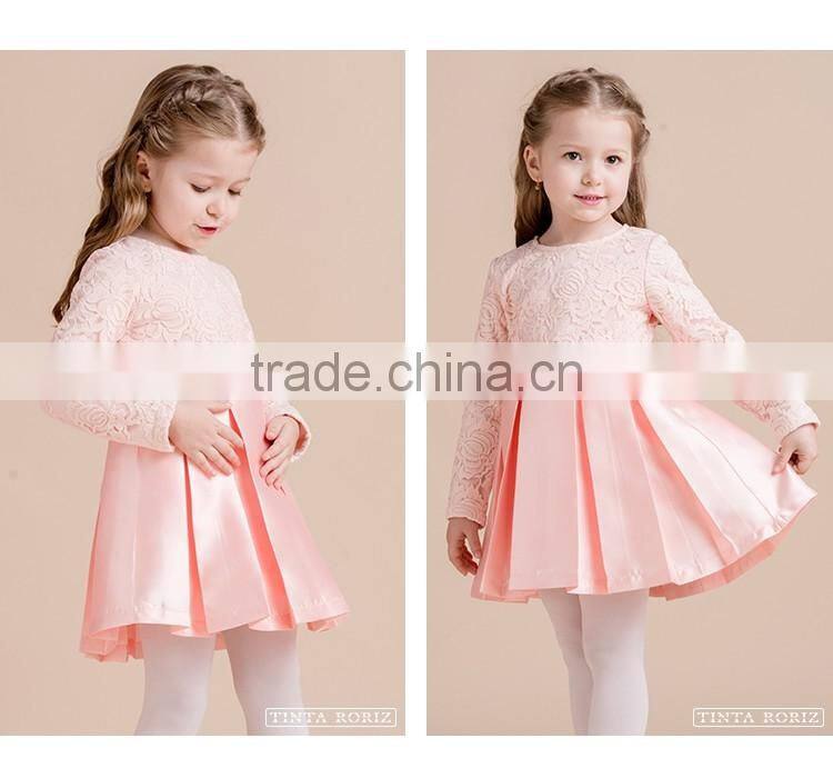 Girl's New Year Party Dress In Stain And Embroidery Fabric 2017 Spring Dress Designs For Girl