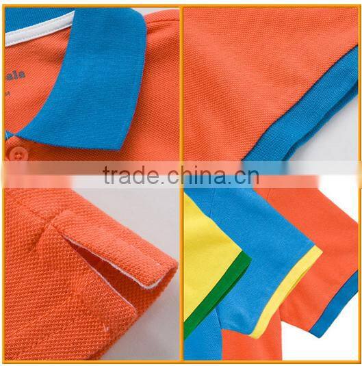 new design short sleeve kid's slim fit contrast trim polo shirt