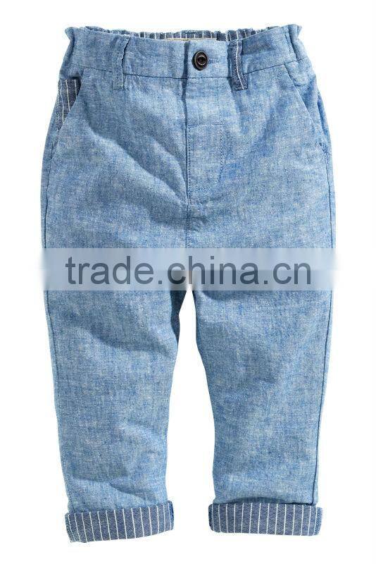 wholesale cheap fashion blue linen and cotton blend chino pants