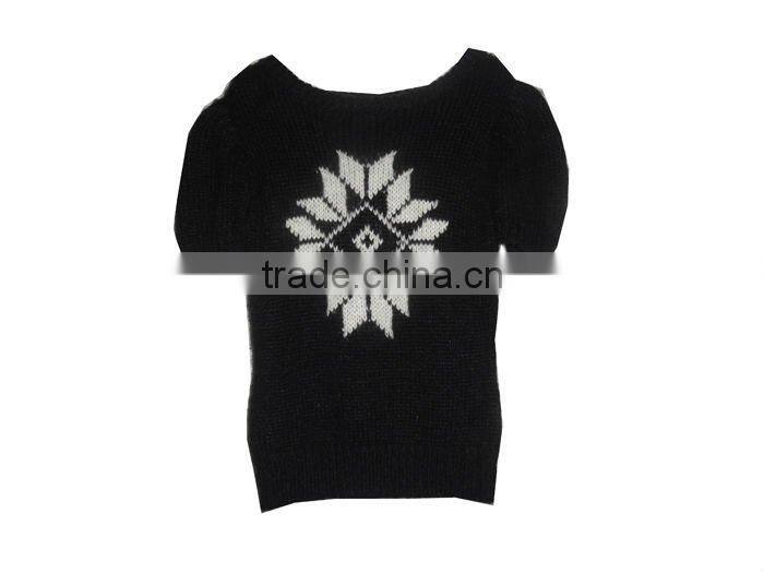 jacquard short sleeve womens sweaters knit