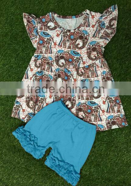 2016 Summer Girls Clothes green stripe Kids Top Suits T shirt + Capri Pants 2 PCS Boutique Short Baby Girls Clothing Sets