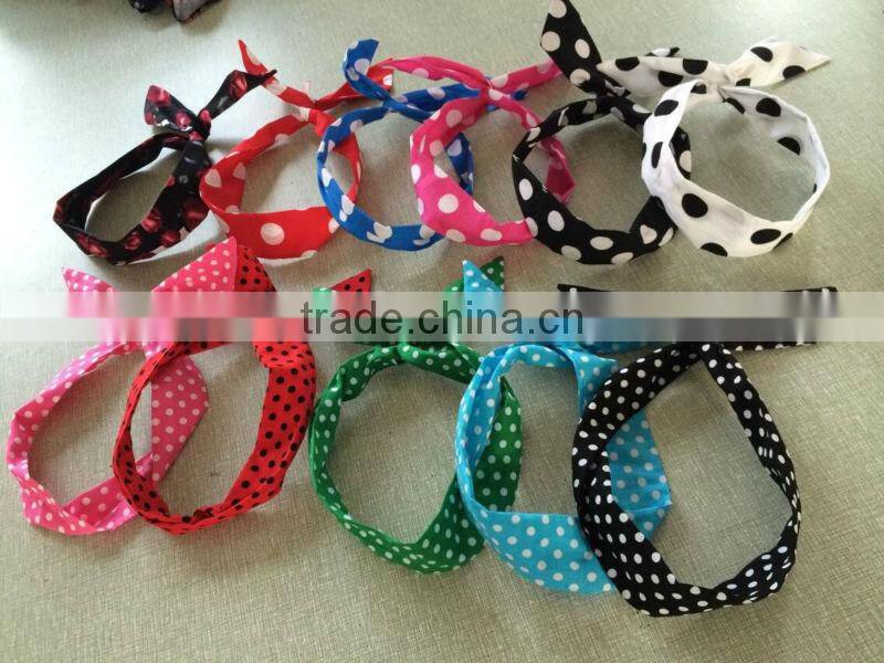 bestdress Quanzhou walson Headband colorful polka dot head wrap Soft hair band LADY Rhinestone wide headwrap