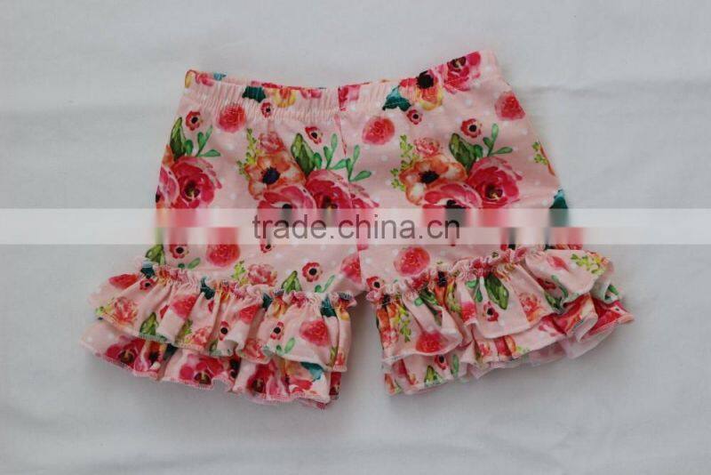 2017 Summer Little Angel Beautiful Flower Ruffle Shorts Baby Girls Lovely Rosa Ruffle Shorts