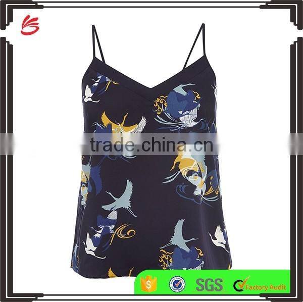 2017 Wholesale custom ladies Cami Pajama Top cheap sexy full printing sexy pajamas set