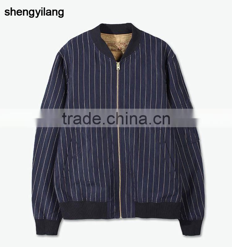 New arrival men fashion vertical stripe cotton jacket wholesale baseball jacket guangzhou clothing manufacturer