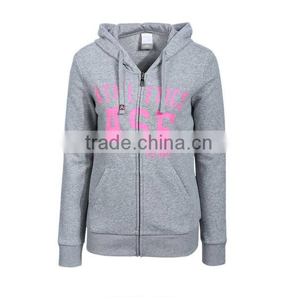 China custom women plain 65cotton 35polyester zip cheap hoody with hood