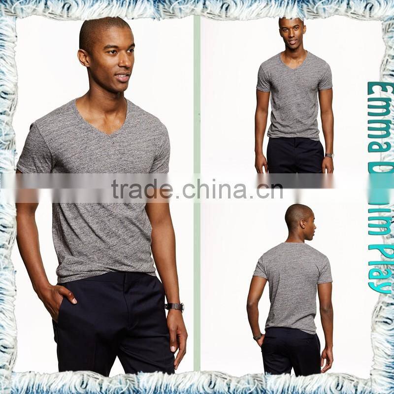 New Style Mens Best Organic Grey Cotton Muscle Fit V Neck T-Shirts Tops Apparel Suppliers