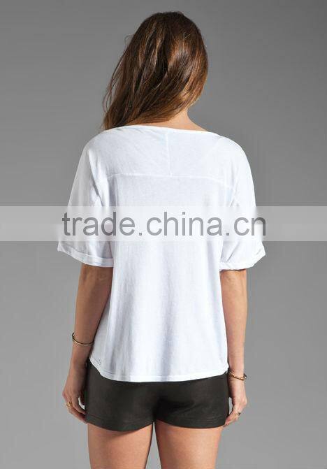 100% cotton rolled sleeve box t-shirts for girls