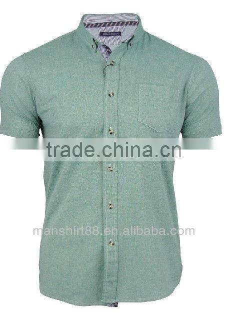 Mens Short Sleeved Chambray short sleeve Work Shirt