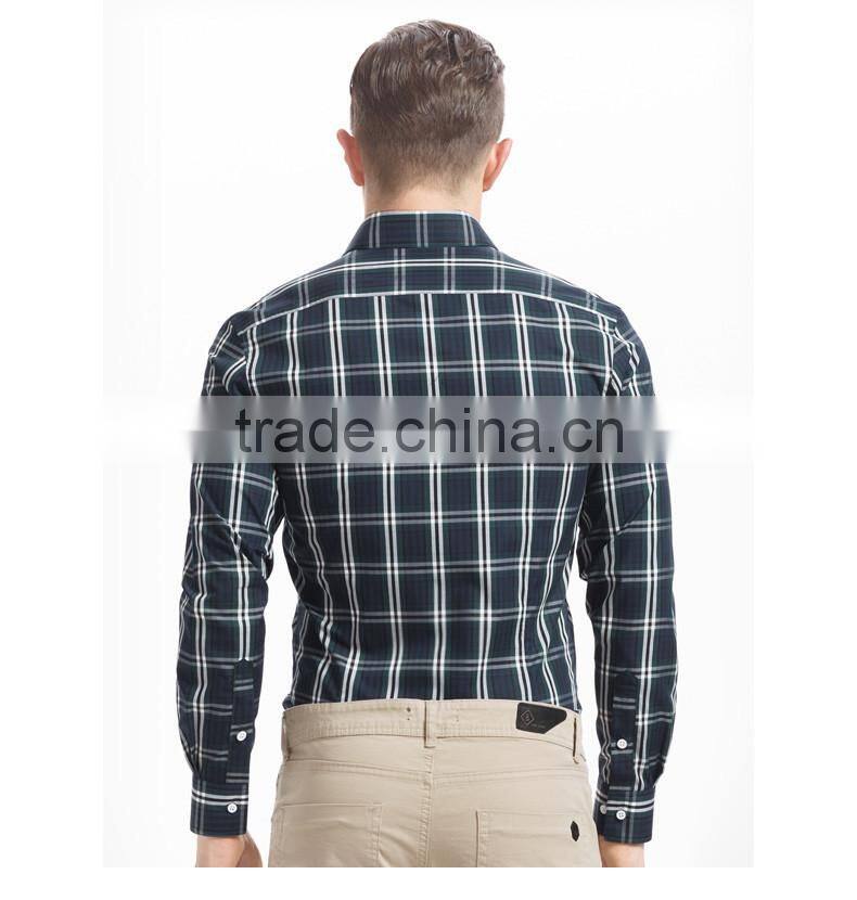 Fashion new style European & American western grey and black plaid shirt for men