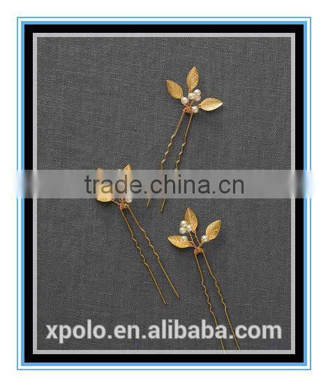 2016 fashion Gold Small Wedding Hair Combs Gold Leaf Bridal Hair Comb Yiwu wholesale