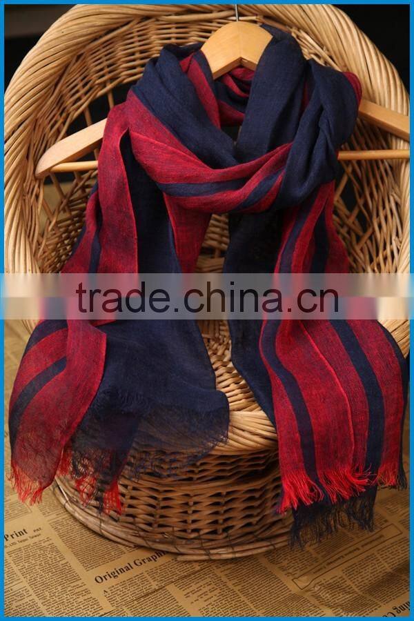High quality classical striped design 100%linen men's scarf