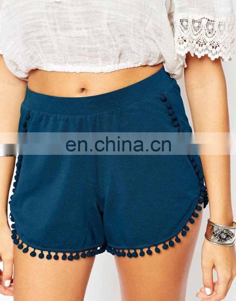 OEM Service Wholesale Pom Pom Hem Gym Sportswear Shorts