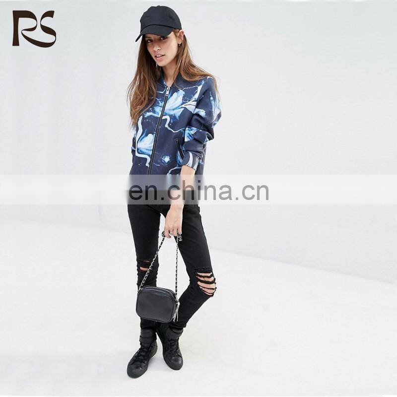 2017 new fashion color mixed print short lady jacket