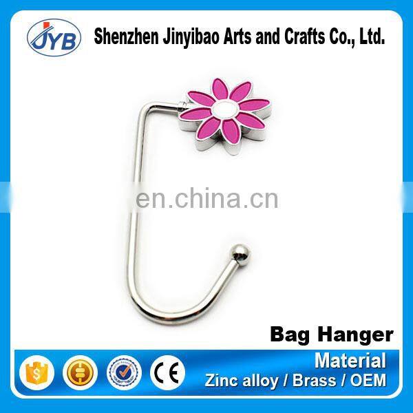 Promotional acrylic heart shape diamond metal bag hook/purse hanger