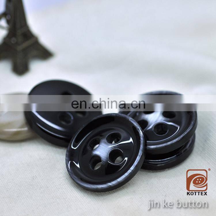 4 Holes Black Pearl Brushed Effect Color Resin Polyester Coat Round Button For Shirt, Coat ,Garment