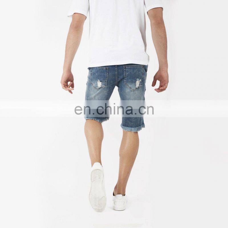 DiZNEW Manufacturers Wholesale Ripped Straight Half Pants Shorts Jeans Men