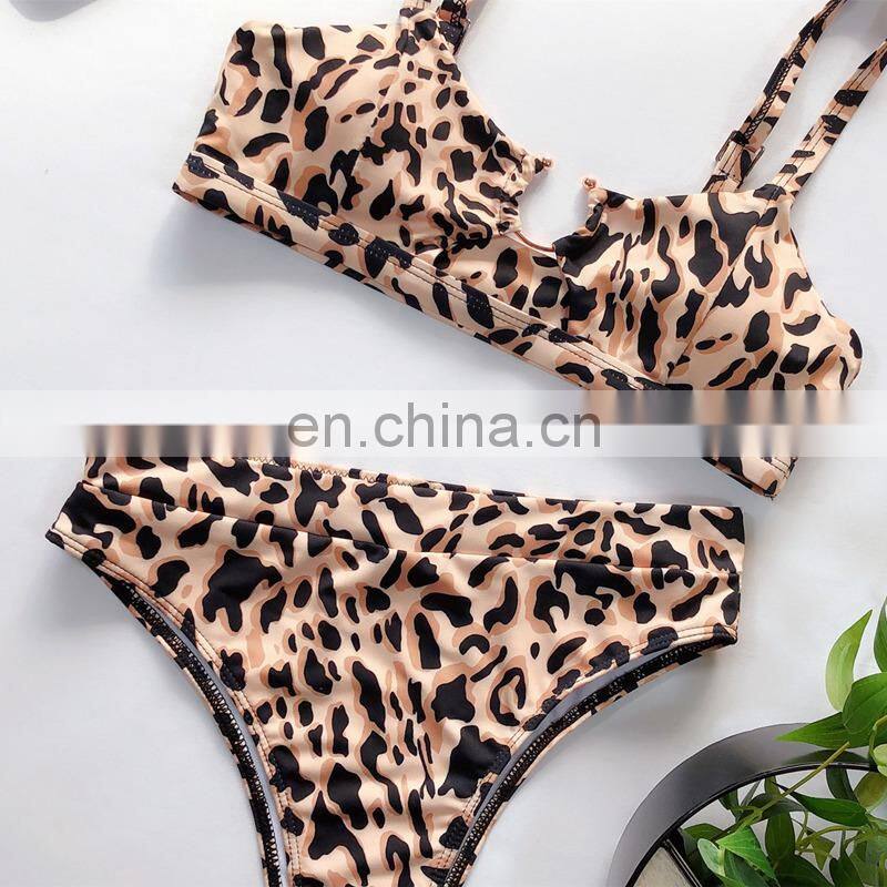 10 colors sexy Green leopard snake print bikini set solid plain color swimsuit Swimwear Female